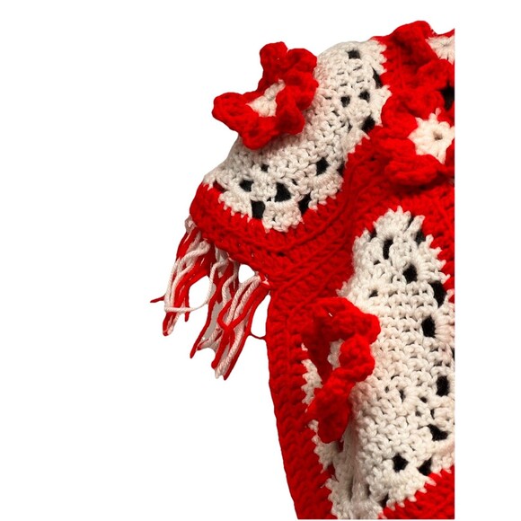 Crochet Vintage Red White Flower Top Skirt Bag Henrietta Tanuska Beverly Hills - Picture 8 of 16